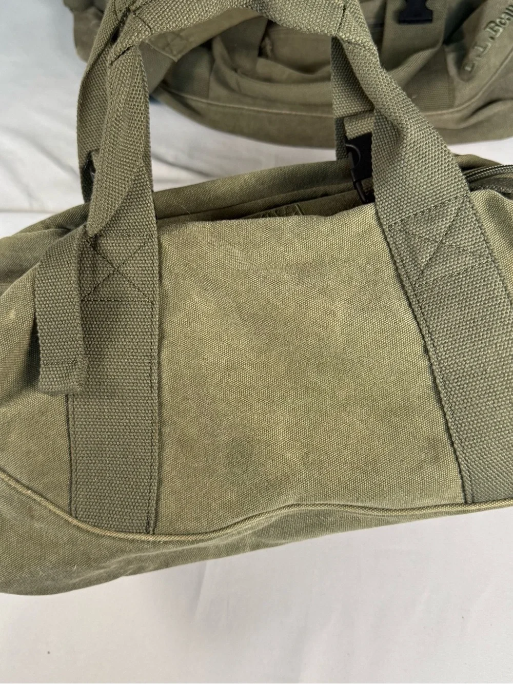 L.L. Bean Olive Canvas Duffel Bag Duo